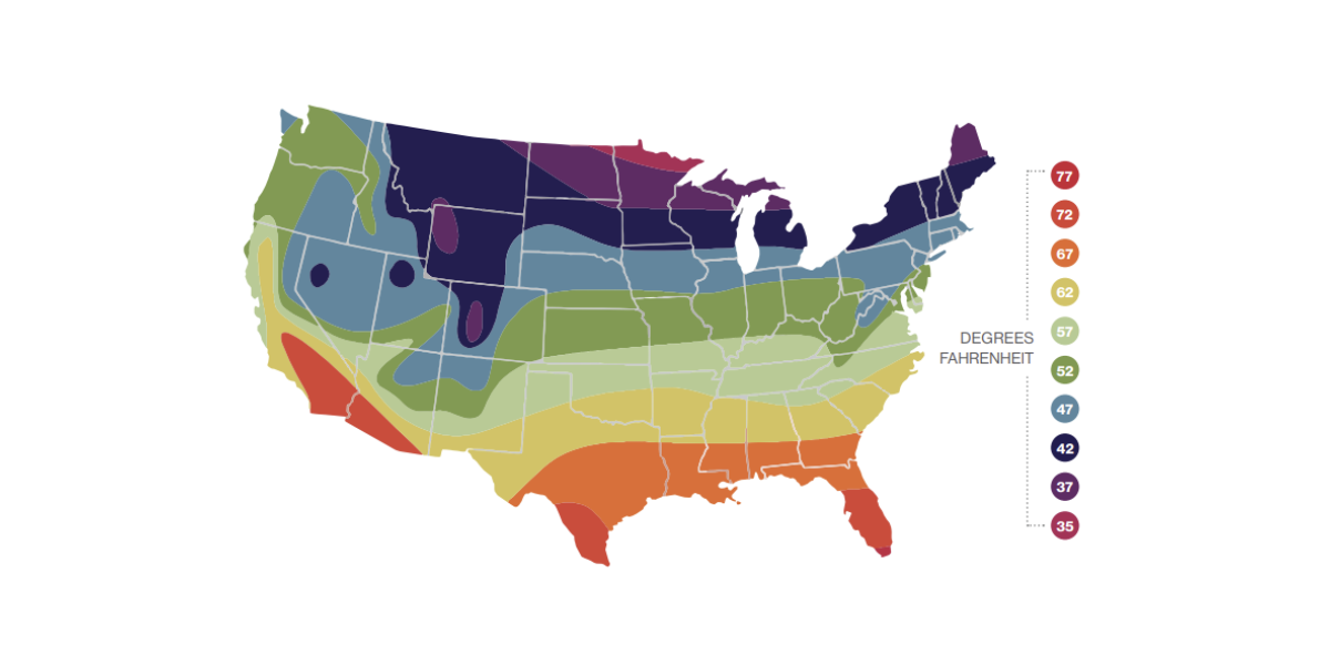 An image showing the groundwater temperatures for the United States