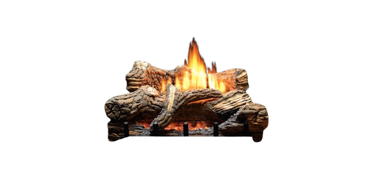 An image showing what a non-vented gas log set looks like.