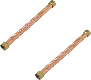 Copper compression fittings used for connecting water lines to the inlet and outlet ports on a water heater.
