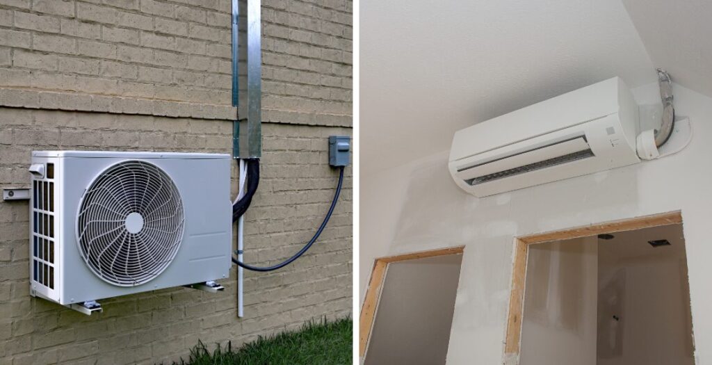 An image of a ductless mini-split system installation.